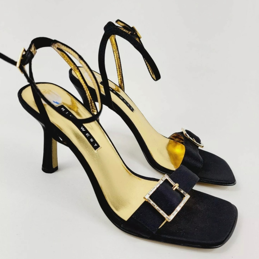 Nine West N-Dainty Heels Dress Fabric Strappy Buckle Shoes Women's Size 6.5